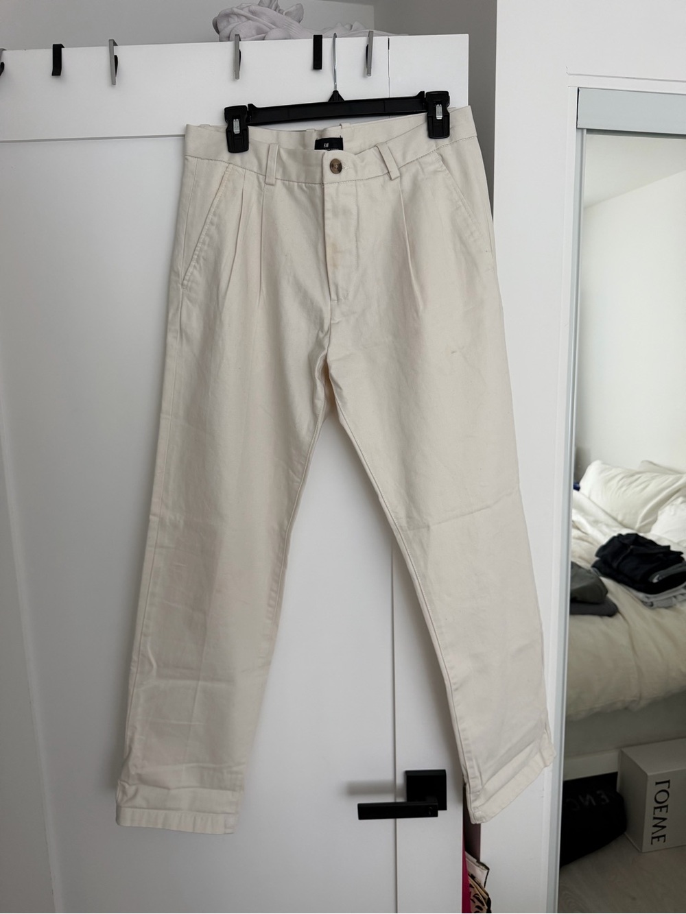 H&M Cream Straight-Leg Chinos
